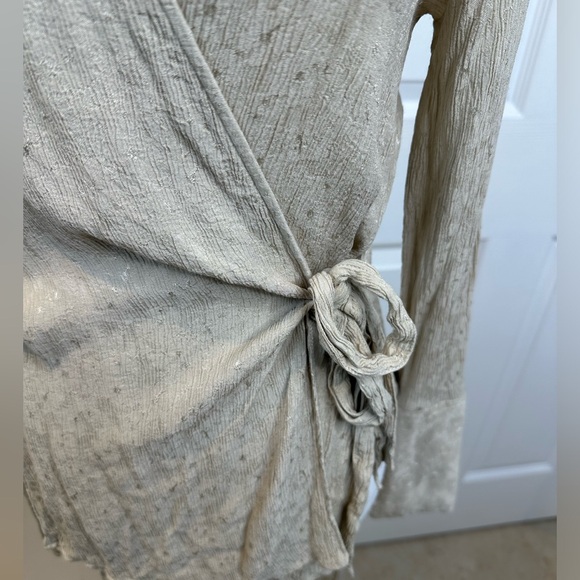 ZARA BASIC COLLECTION JACQUARD ASYMMETRIC KIMONO WRAP BOOUSE SIZE L - Picture 7 of 10